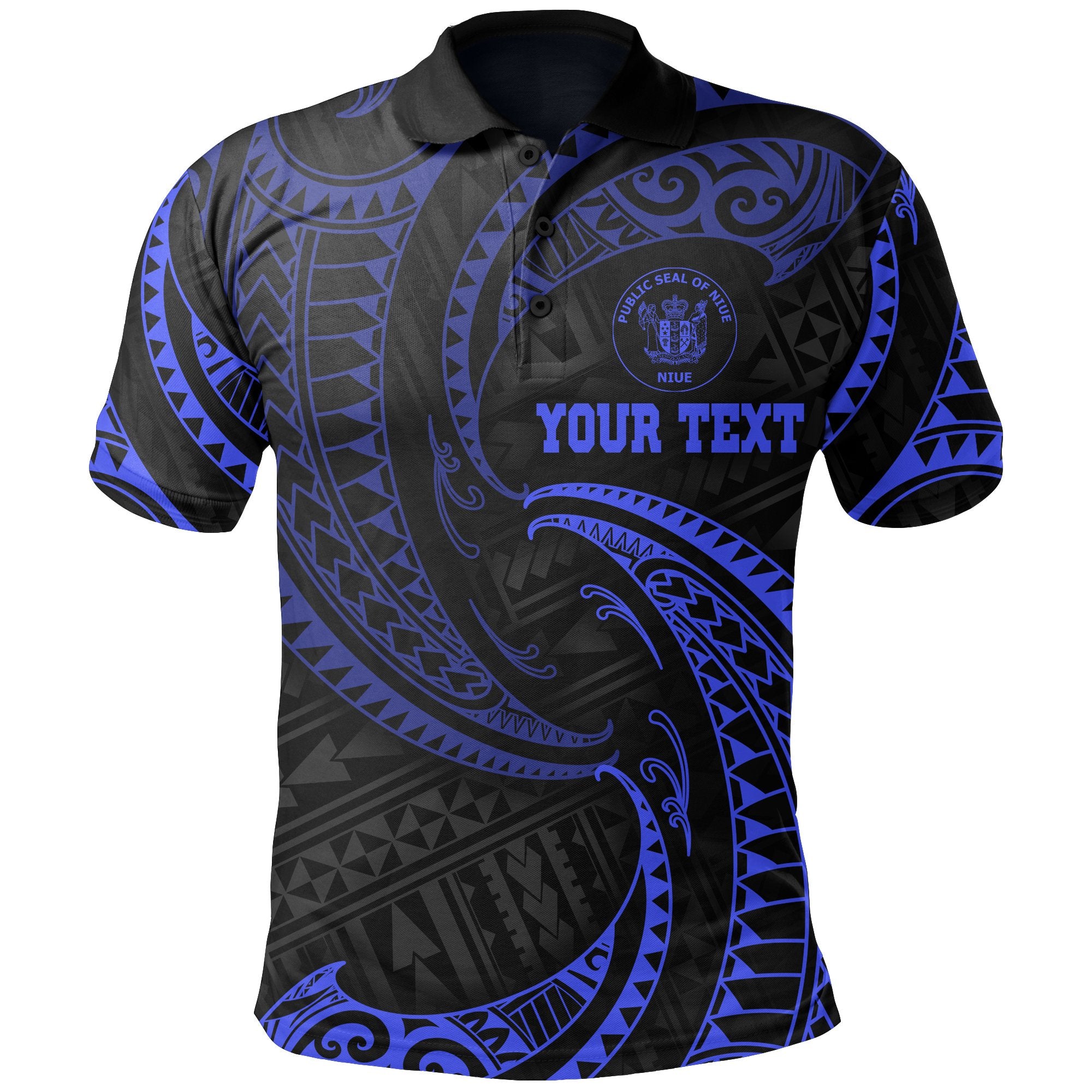 Niue Polynesian Custom Polo Shirt Blue Tribal Wave Unisex Blue - Polynesian Pride