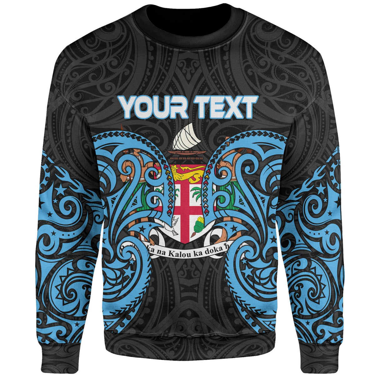 Fiji Polynesian Custom Personalised Sweater - Spirit Style Blue Unisex Blue - Polynesian Pride