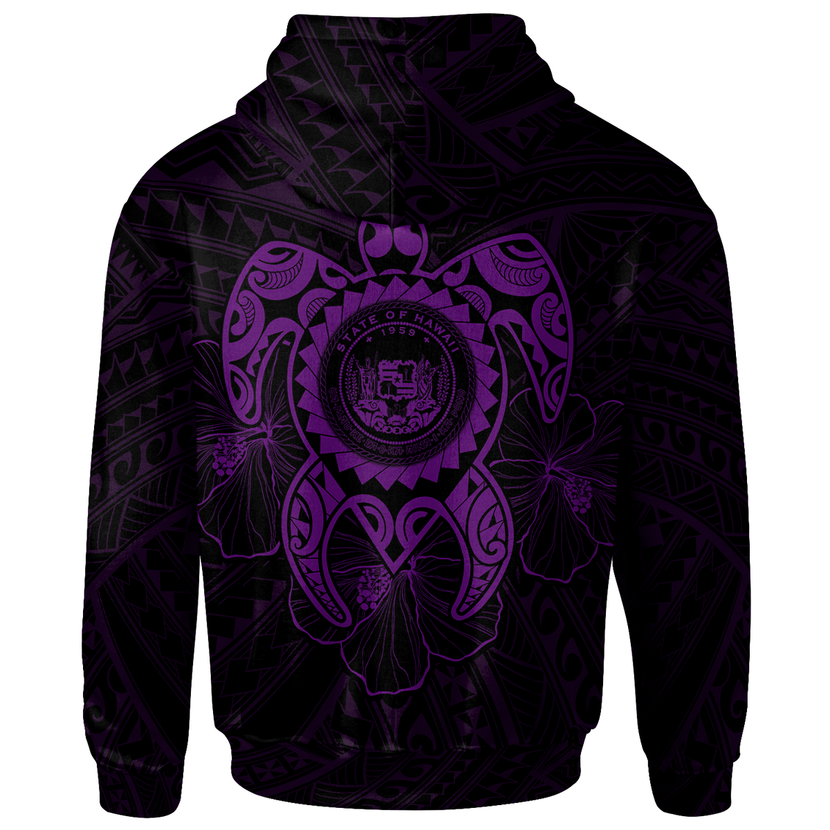 Hawaii Polynesian Custom Hoodie Vintage Polynesian Turtle (Purple) - Polynesian Pride