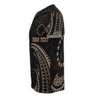 Cook Islands Polynesian Custom T Shirt Gold Tribal Wave - Polynesian Pride