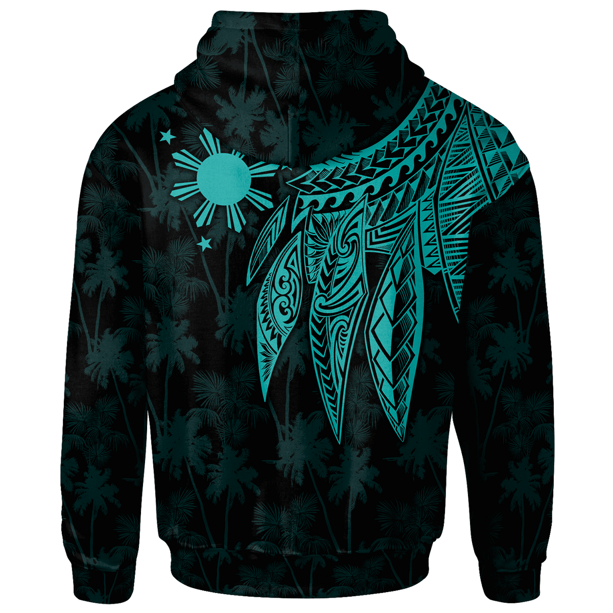 The Philippines Custom Hoodie Polynesian Wings (TurQuoiSe) - Polynesian Pride