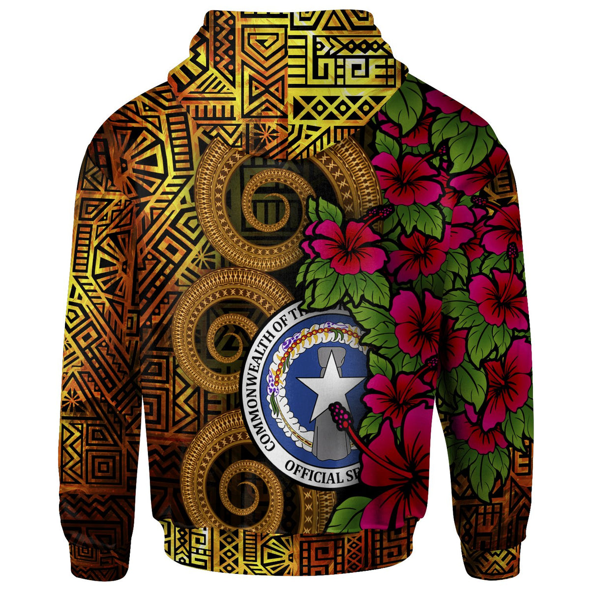Northern Mariana Islands Polynesian Hoodie Hibiscus Vintage - Polynesian Pride