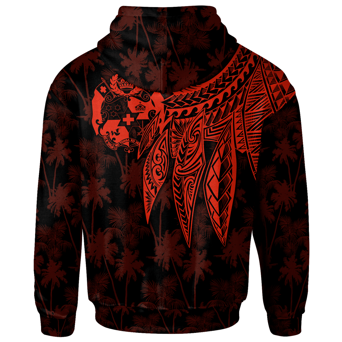 Tonga Custom Zip up Hoodie Polynesian Wings (Red) - Polynesian Pride