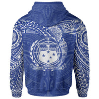 Samoa Polynesian Hoodie Blue White Heart Shield - Polynesian Pride