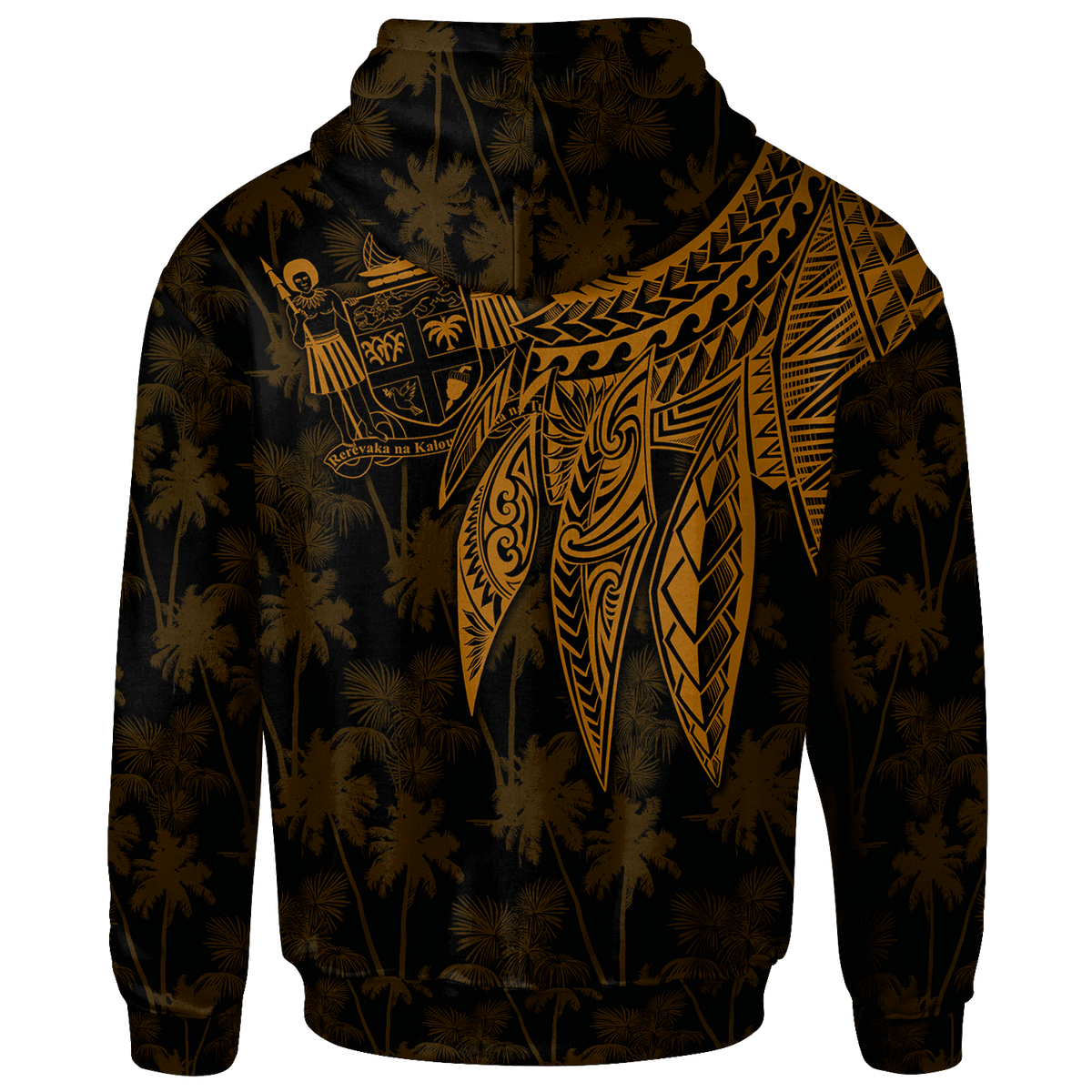 Fiji Custom Zip up Hoodie Polynesian Wings (Golden) - Polynesian Pride