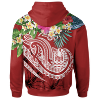 Tahiti Polynesian Hoodie Summer Plumeria (Red) Unisex Red - Polynesian Pride