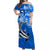 (Custom Personalised) Hawaii Off Shoulder Long Dress Polynesia Blue Sea Turtle Honu and Hammerhead Shark LT13 Women Blue - Polynesian Pride