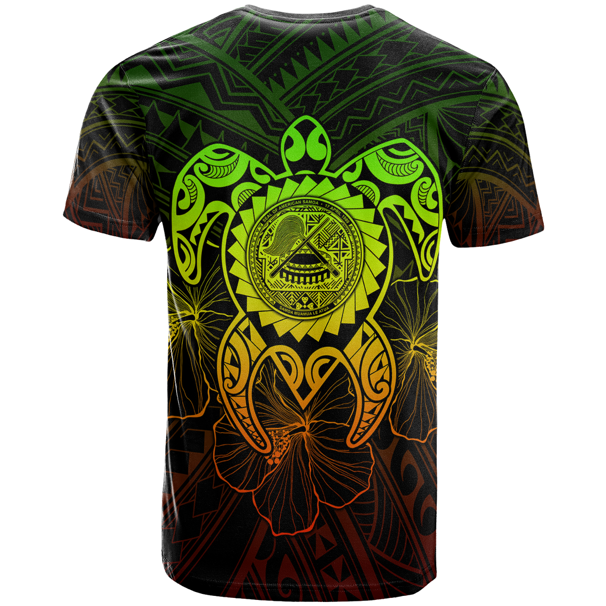 American Samoa Polynesian T Shirt Vintage Polynesian Turtle (Reggae) - Polynesian Pride