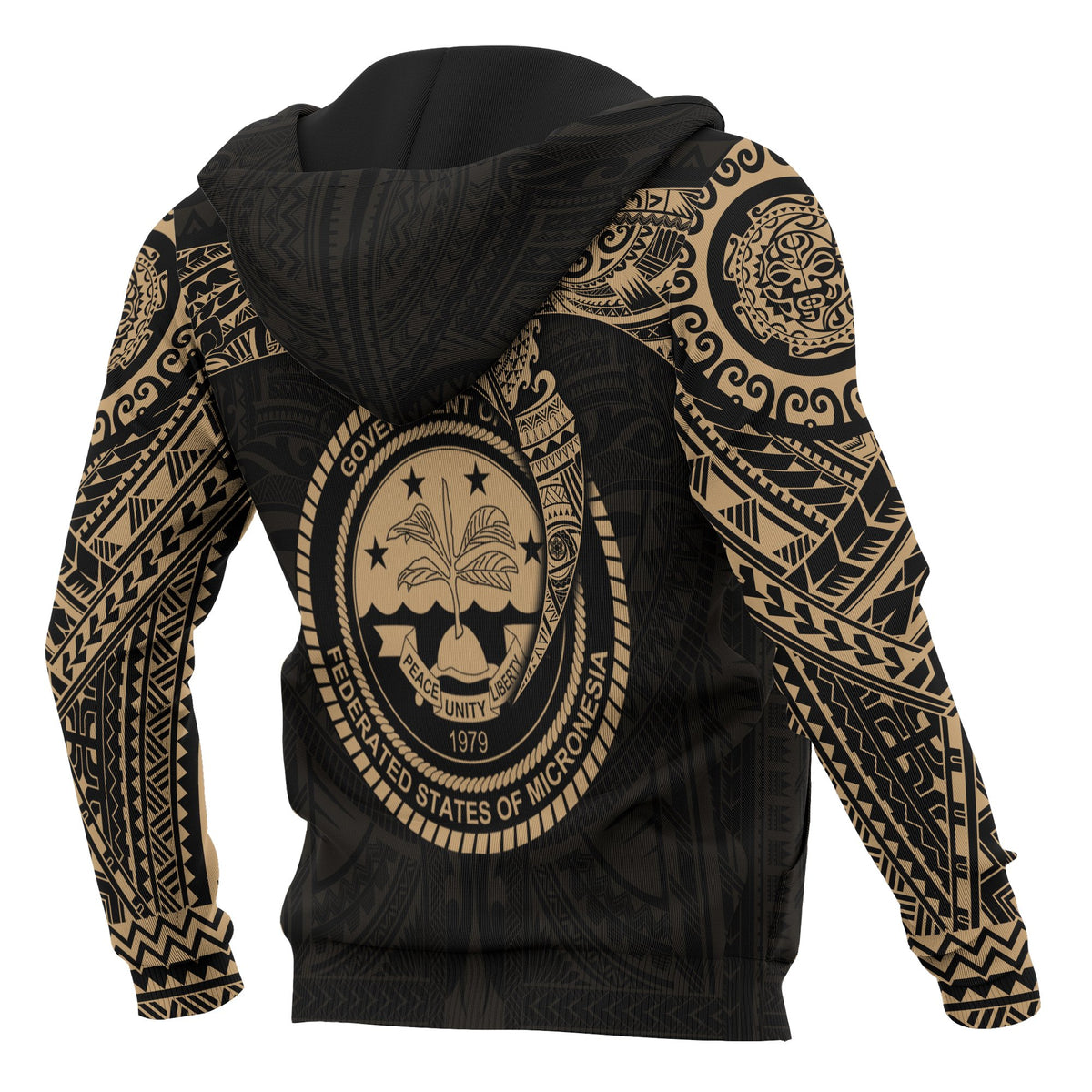 Federated States of Micronesia Hoodie Gold Heart Shield - Polynesian Pride