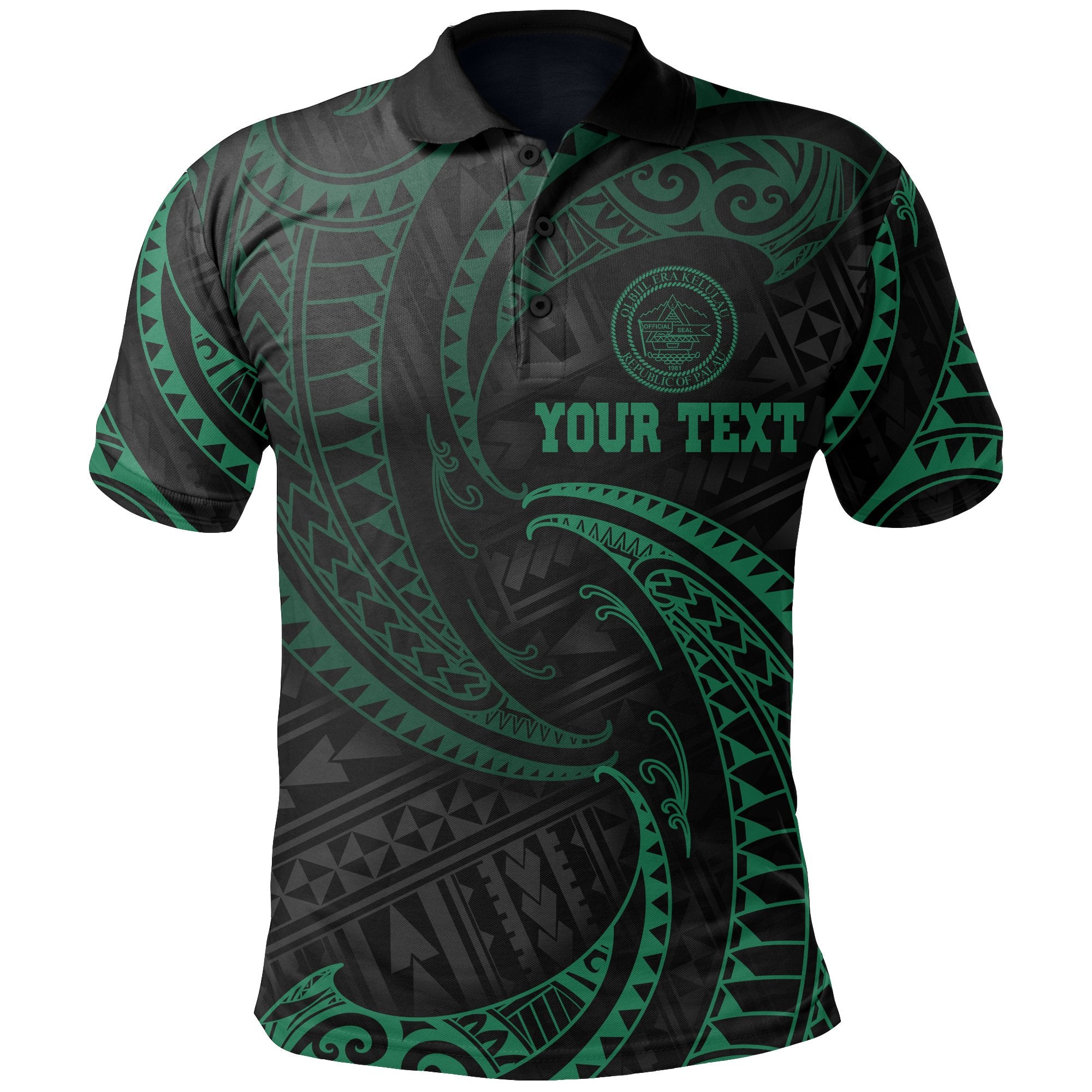 Palau Polynesian Custom Polo Shirt Green Tribal Wave Unisex Green - Polynesian Pride