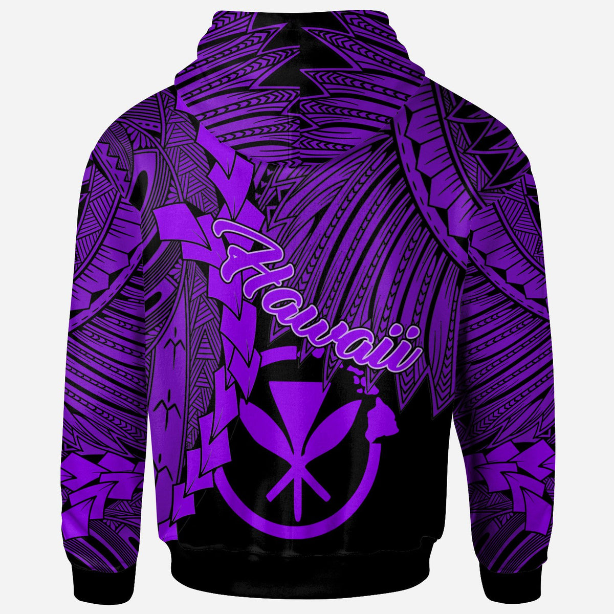 Polynesian Hawaii Hoodie Tribal Wave Tattoo Purple - Polynesian Pride