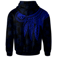 Federated States of Micronesia Custom Zip up Hoodie Polynesian Wings (Blue) - Polynesian Pride