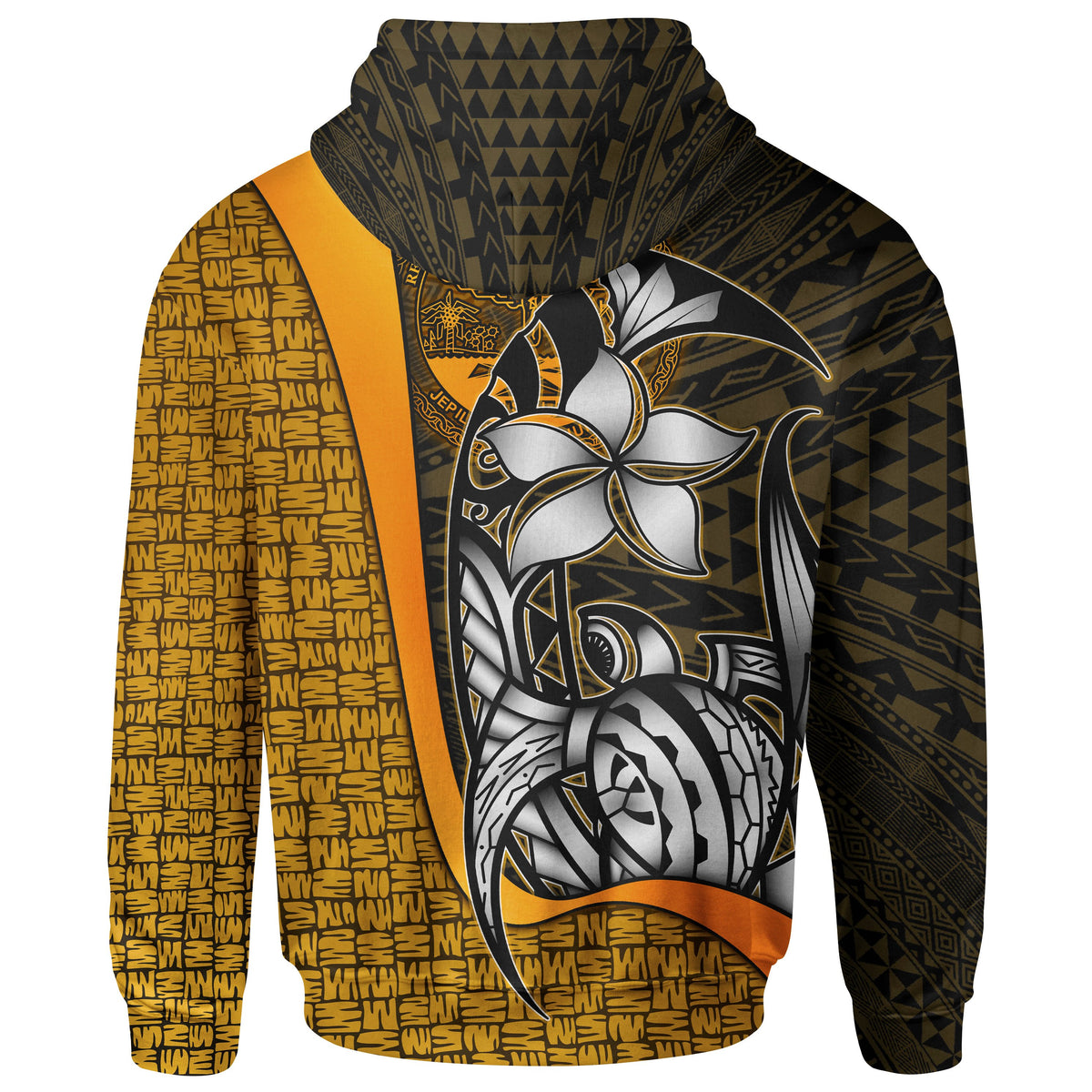 Marshall Islands Polynesian Hoodie Gold Coat ofrm Turtle with Hook - Polynesian Pride