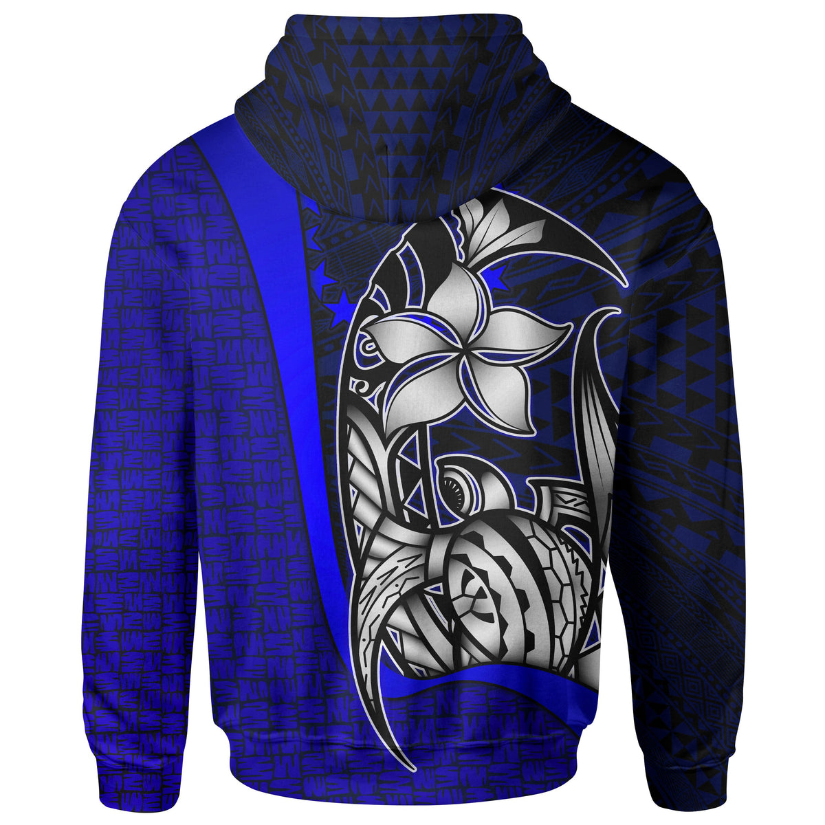 Cook Islands Polynesian Zip up Hoodie Blue Turtle with Hook - Polynesian Pride