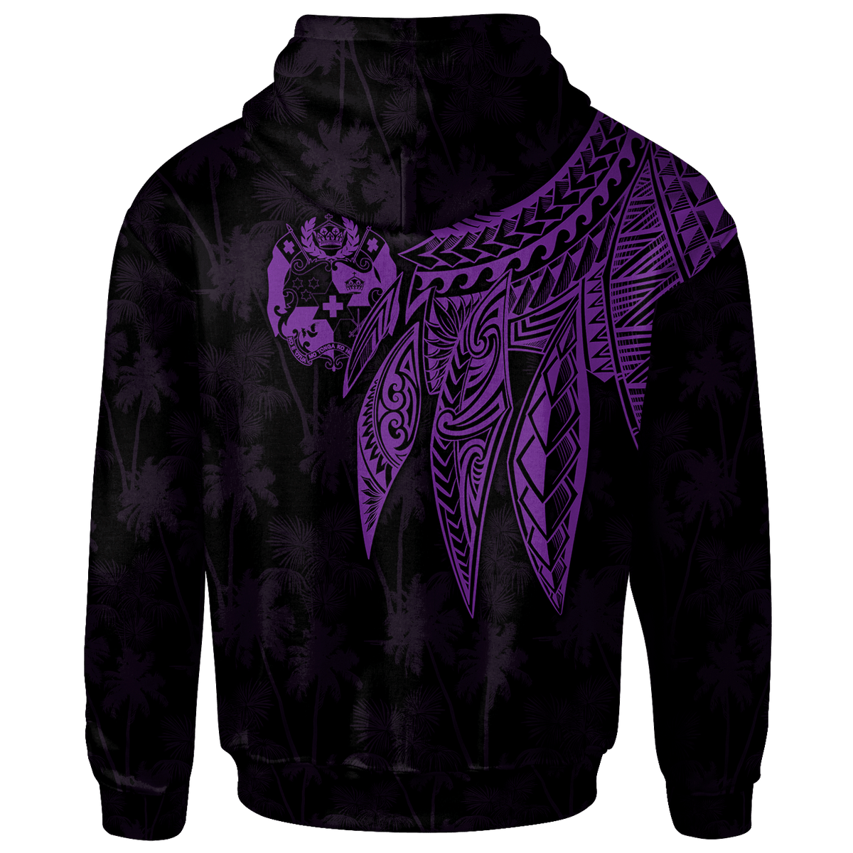 Tonga Zip up Hoodie Polynesian Wings (Purple) - Polynesian Pride