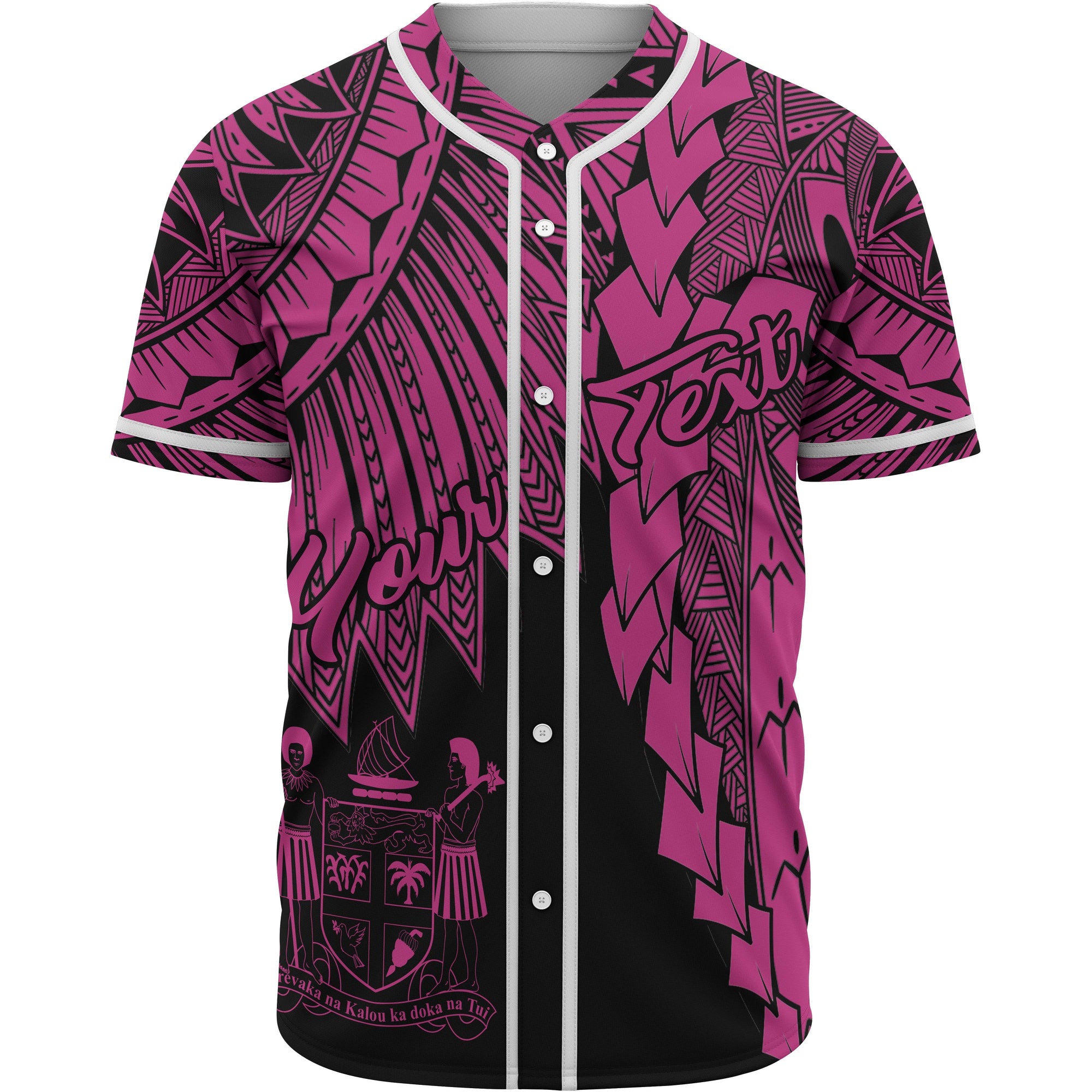 Fiji Polynesian Custom Personalised Baseball Shirt - Tribal Wave Tattoo Pink Unisex Pink - Polynesian Pride