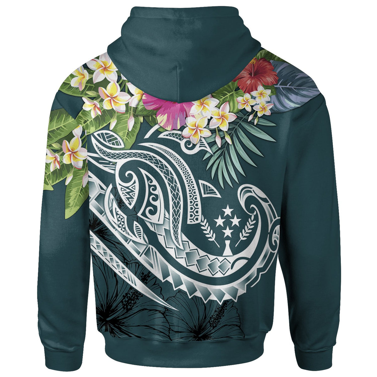 Kosrae Polynesian Hoodie Summer Plumeria (Turquoise) - Polynesian Pride