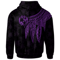 Tonga Custom Zip up Hoodie Polynesian Wings (Purple) - Polynesian Pride