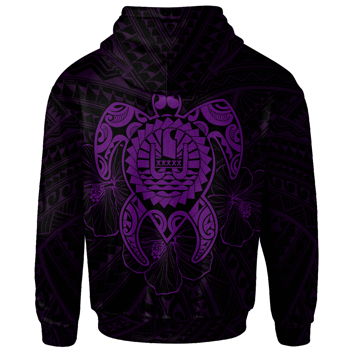 Tahiti Polynesian Custom Hoodie Vintage Polynesian Turtle (Purple) - Polynesian Pride