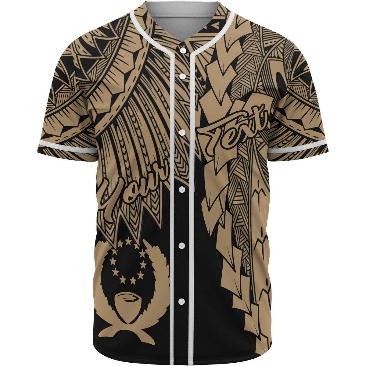 Pohnpei Polynesian Custom Personalised Baseball Shirt - Tribal Wave Tattoo Gold Unisex Gold - Polynesian Pride