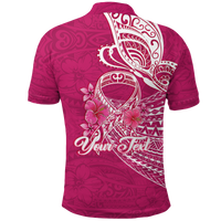 Custom Breast Cancer Pink Ribbon Butterfly Polynesian Pink Version Polo Shirt LT12 - Polynesian Pride