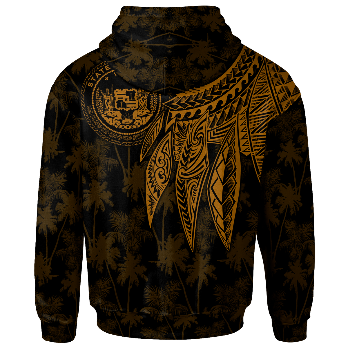 Polynesian Hawaii Custom Zip up Hoodie Polynesian Wings (Golden) - Polynesian Pride