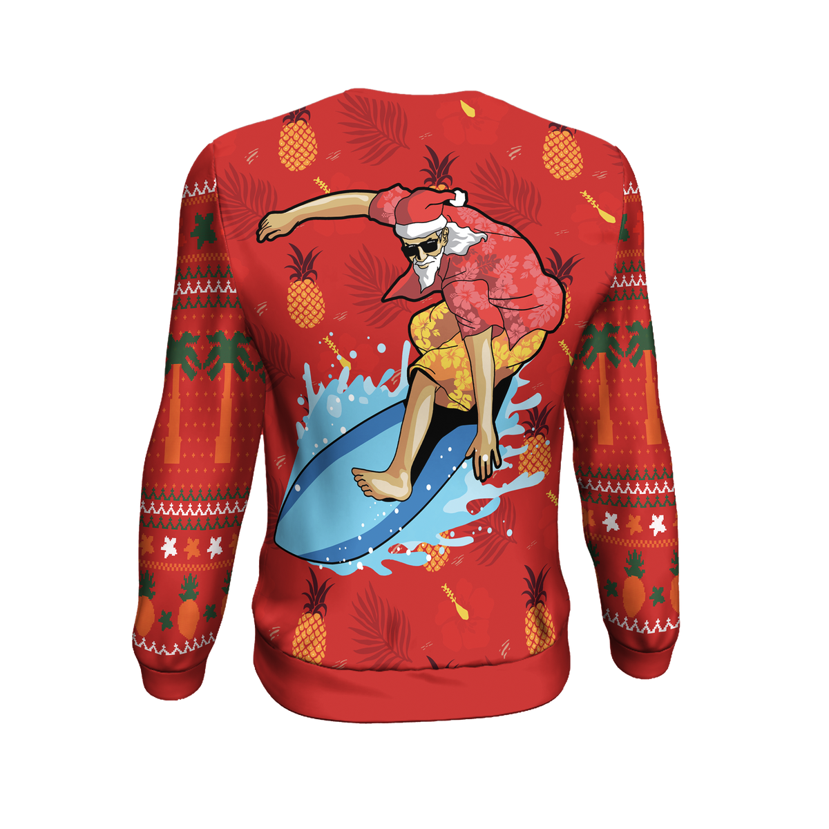 Hawaii Christmas Sweatshirt - Santa Claus Surfing Hawaiian Sweatshirt - Polynesian Pride