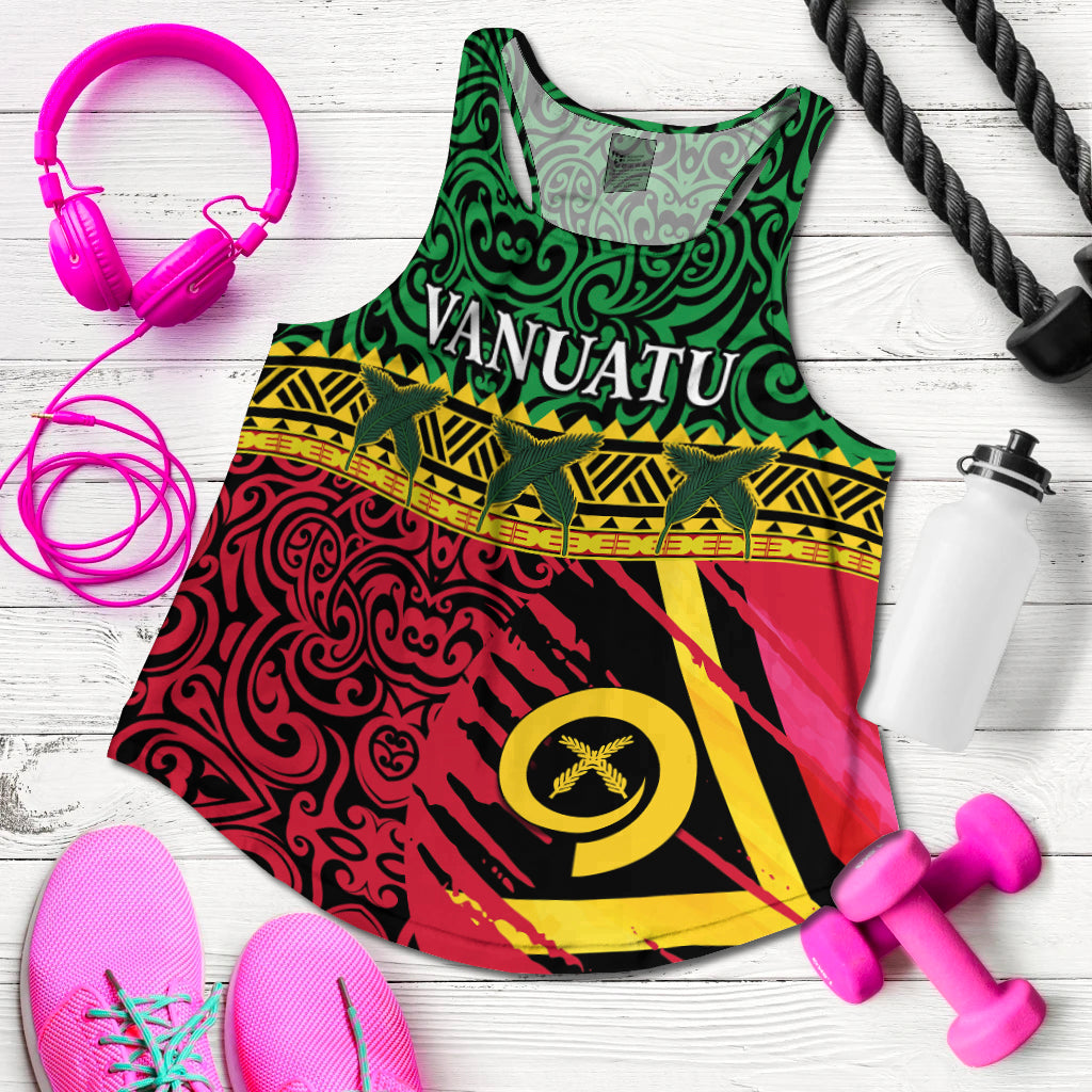 Vanuatu Dreamy Women Racerback Tank Flag and Pattern LT13 - Polynesian Pride