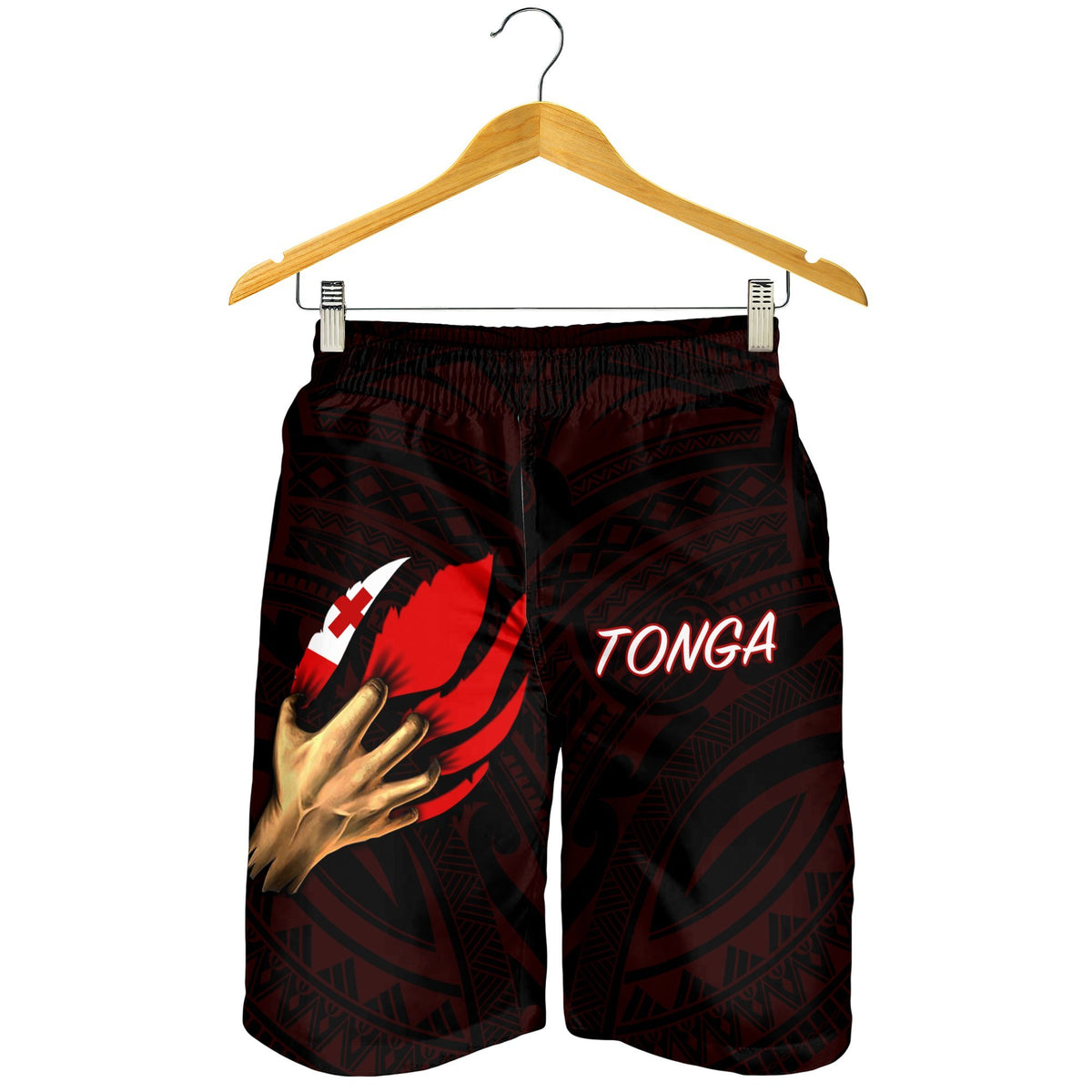 Tonga Men's Short - Tonga In Me (Red) - Polynesian Pride