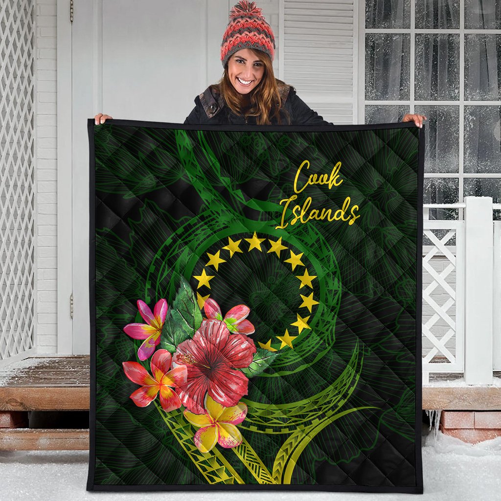 Cook Islands Polynesian Quilt - Floral With Seal Flag Color - Polynesian Pride