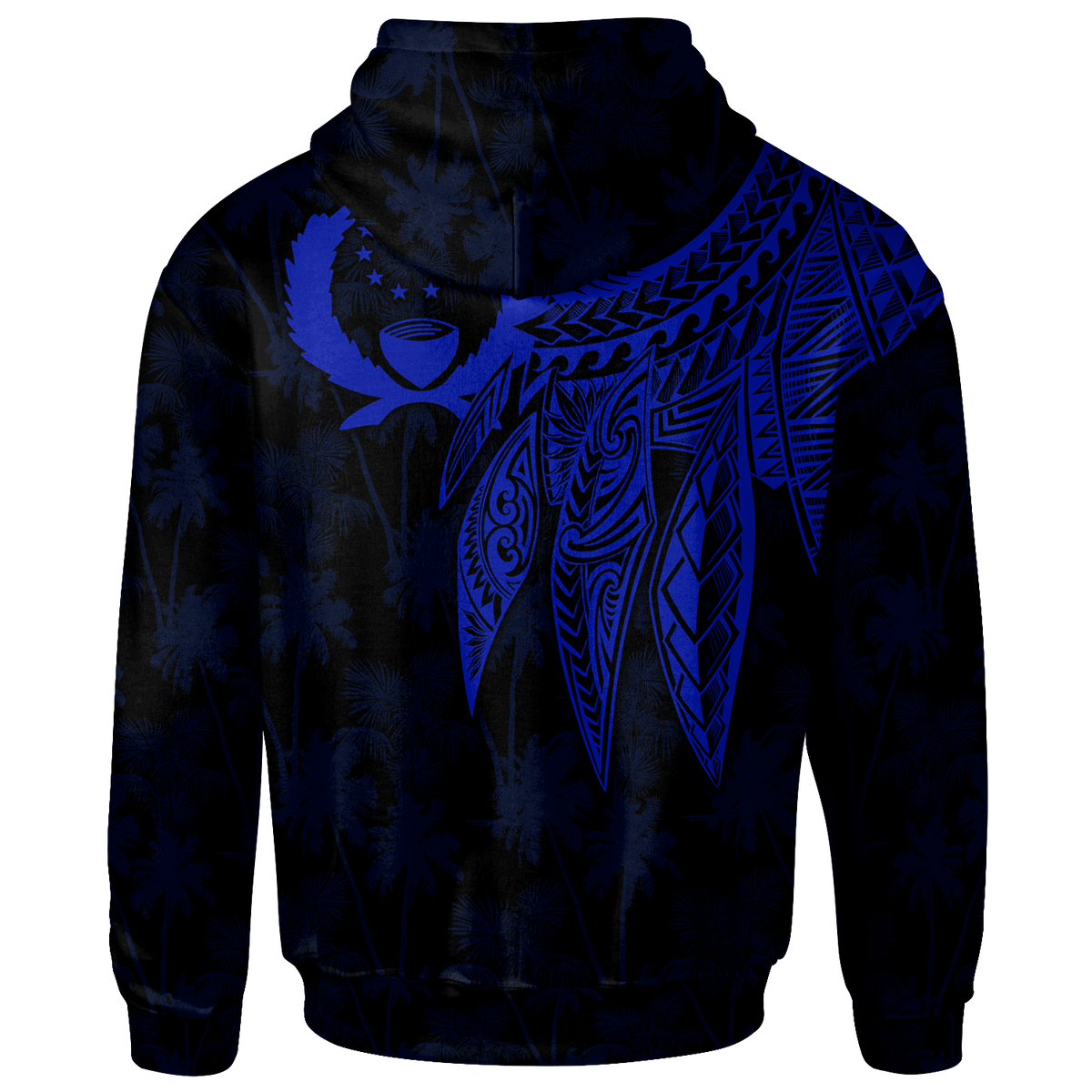 Pohnpei Custom Zip up Hoodie Polynesian Wings (Blue) - Polynesian Pride
