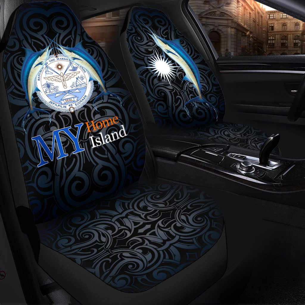 Marshall Islands Car Seat Cover - My Home My Island Universal Fit Black - Polynesian Pride