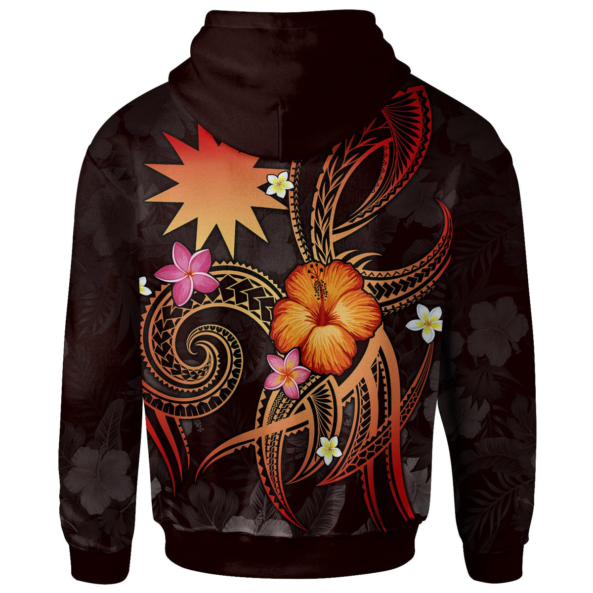 Nauru Polynesian Custom Zip up Hoodie Legend of Nauru (Red) - Polynesian Pride