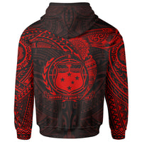 Samoa Polynesian Hoodie Red Black Heart Shield - Polynesian Pride