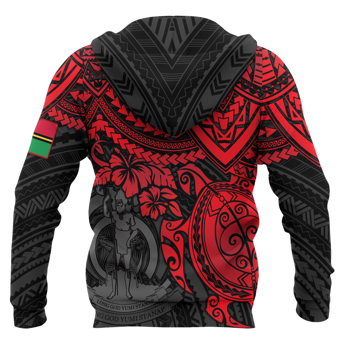 Vanuatu Polynesian Hoodie Red Turtle - Polynesian Pride