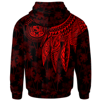 Polynesian Hawaii Custom Zip up Hoodie Polynesian Wings (Red) - Polynesian Pride