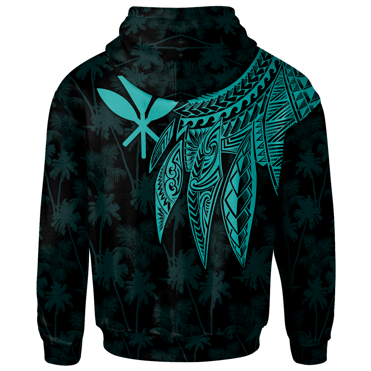 Polynesian Hawaii Kanaka Maoli Custom Hoodie Polynesian Wings (Turquoise) - Polynesian Pride