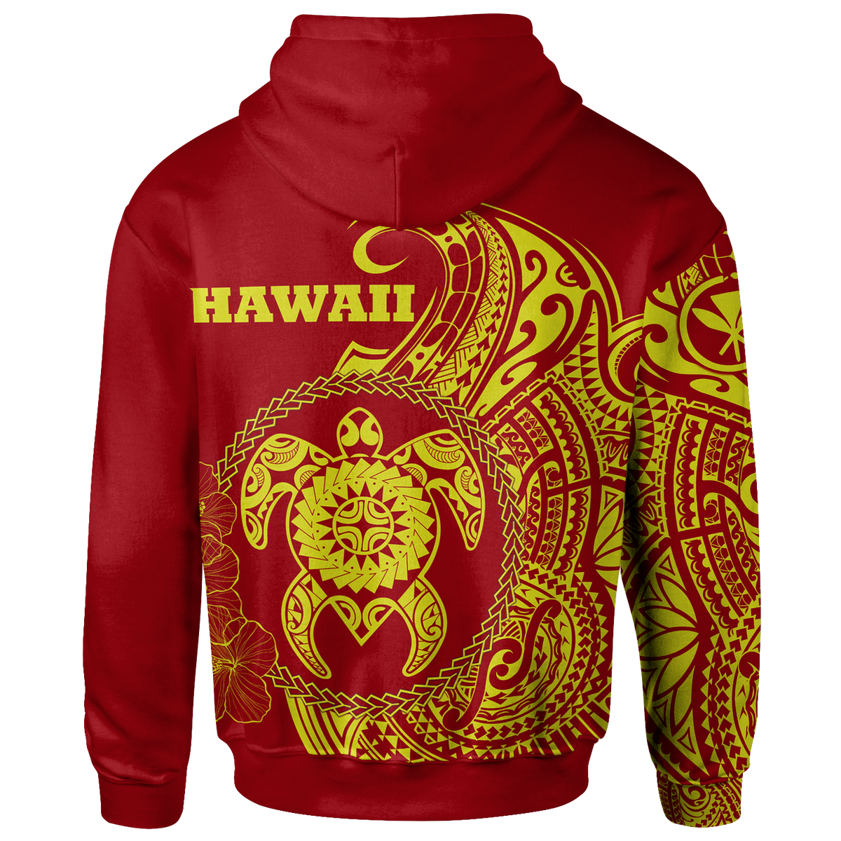 Hawaii Polynesian Hoodie Vintage Polynesian Turtle (Red) - Polynesian Pride