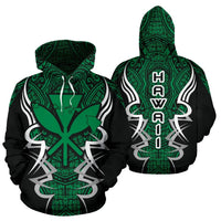 Kanaka Map Hoodie Green Armor Style Unisex White - Polynesian Pride