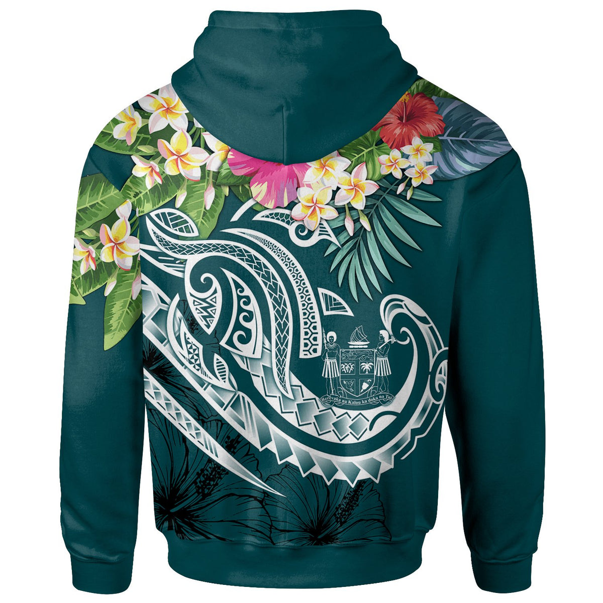 Fiji Polynesian Hoodie Summer Plumeria (Turquoise) - Polynesian Pride