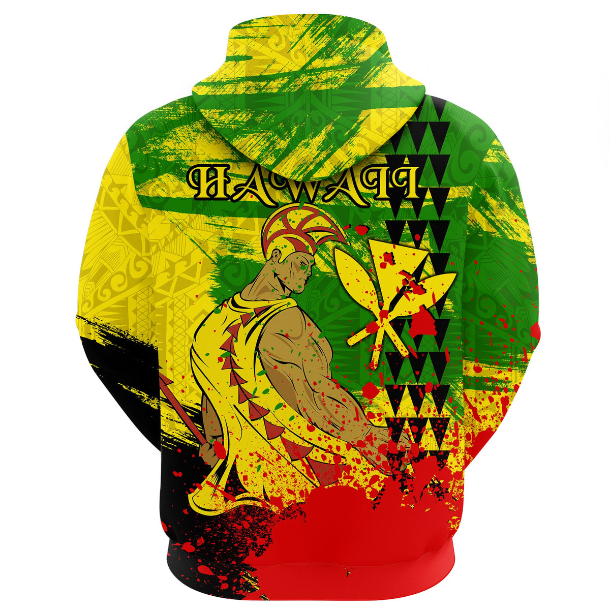 Hawaii Reggae Kanaka Maoli Warrior Spearhead Zip Hoodie - Polynesian Pride
