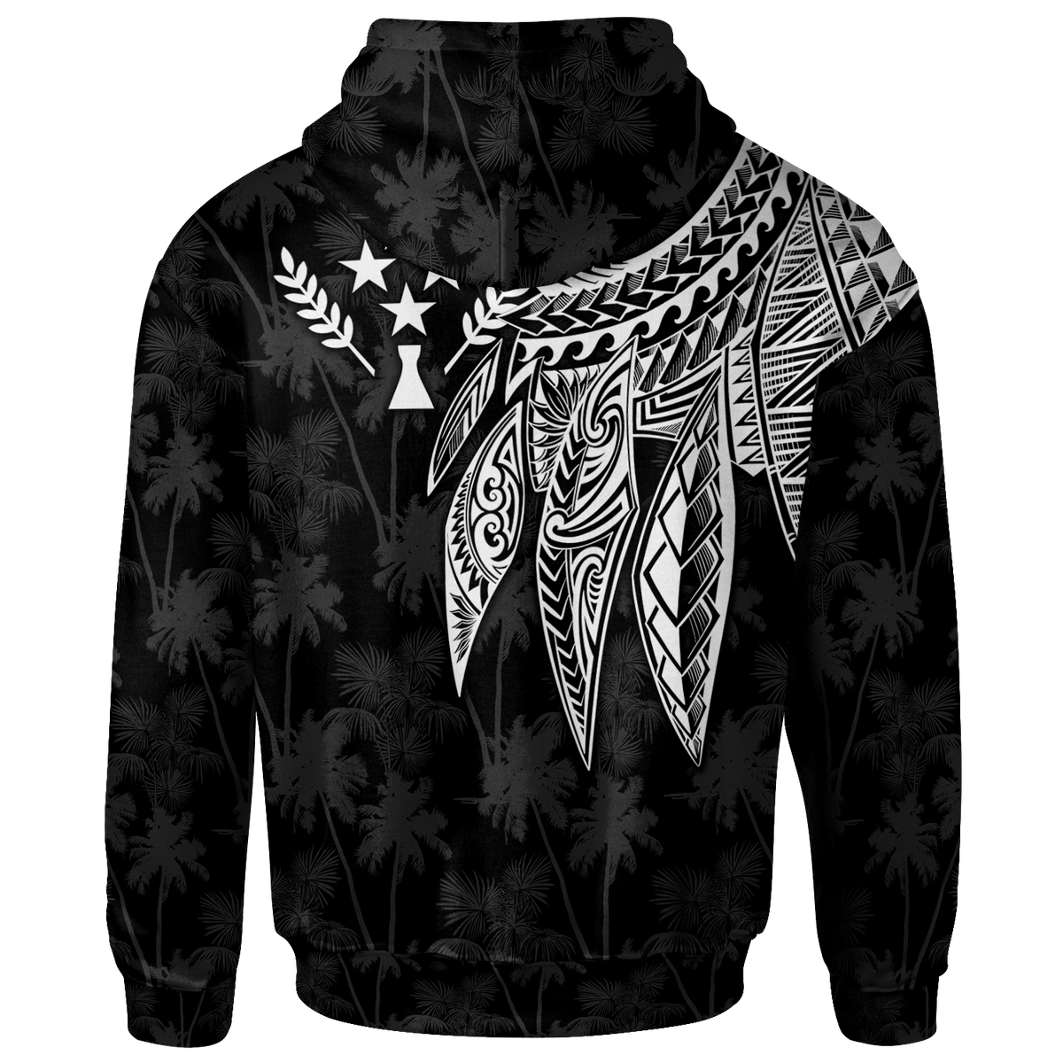 Kosrae Zip up Hoodie Polynesian Wings (White) - Polynesian Pride