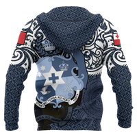 Tonga Polynesian Hoodie (Zip up) Tongan Pride (Blue) - Polynesian Pride