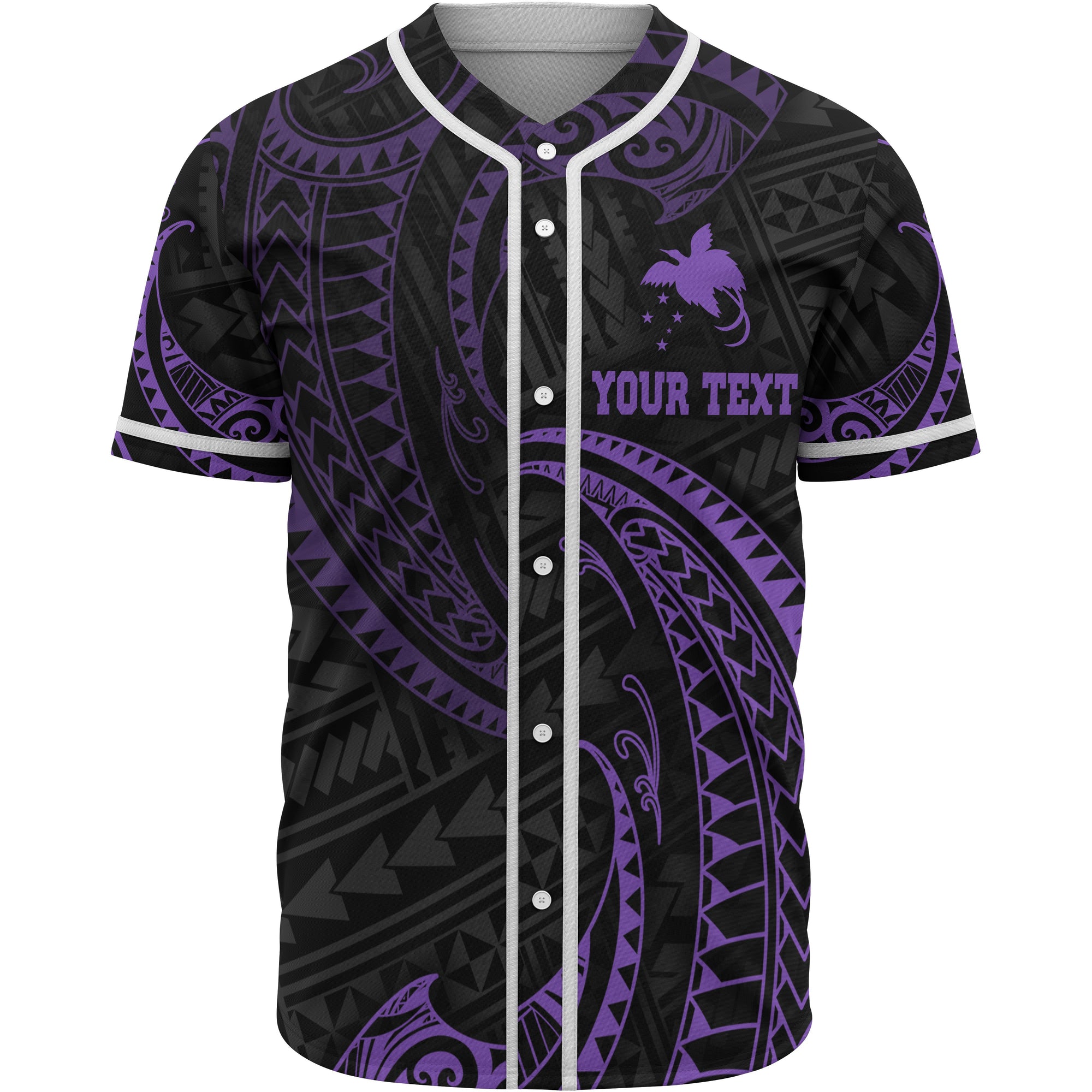 Papua New Guinea Polynesian Custom Personalised Baseball Shirt - Purple Tribal Wave Unisex Purple - Polynesian Pride