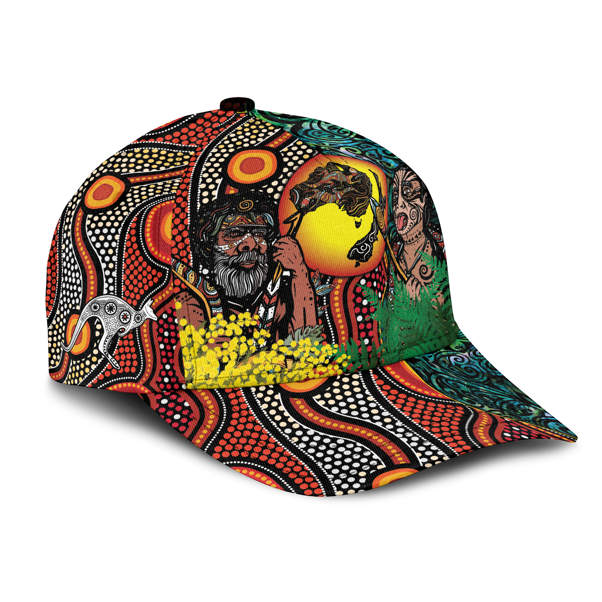 Australia Aboriginal Kangaroo Combine New Zealand Maori Kiwi Bird Cap - LT2 - Polynesian Pride