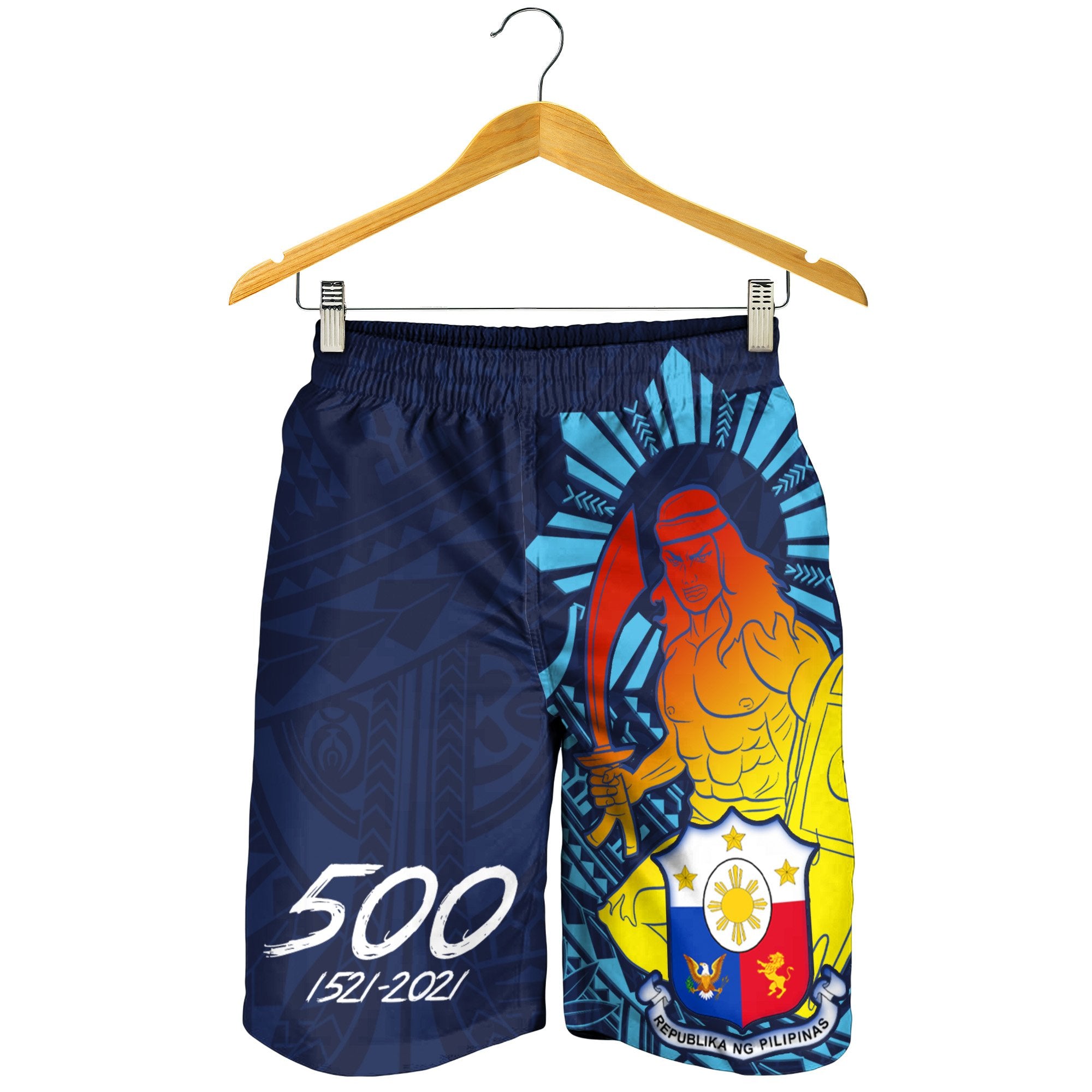 Philippines Men's Shorts - King Lapu Lapu Blue - Polynesian Pride