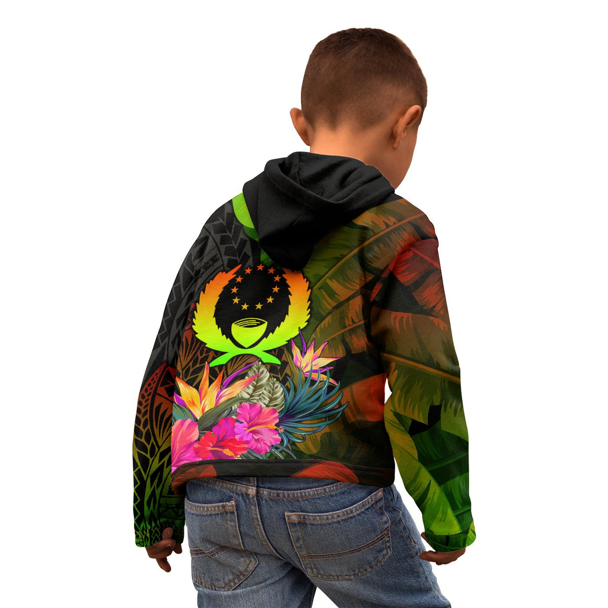 Pohnpei Polynesian Zip up Hoodie Hibiscus and Banana Leaves - Polynesian Pride