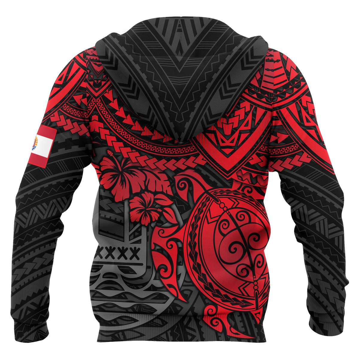 Tahiti Polynesian Hoodie (Zip up) Red Turtle - Polynesian Pride
