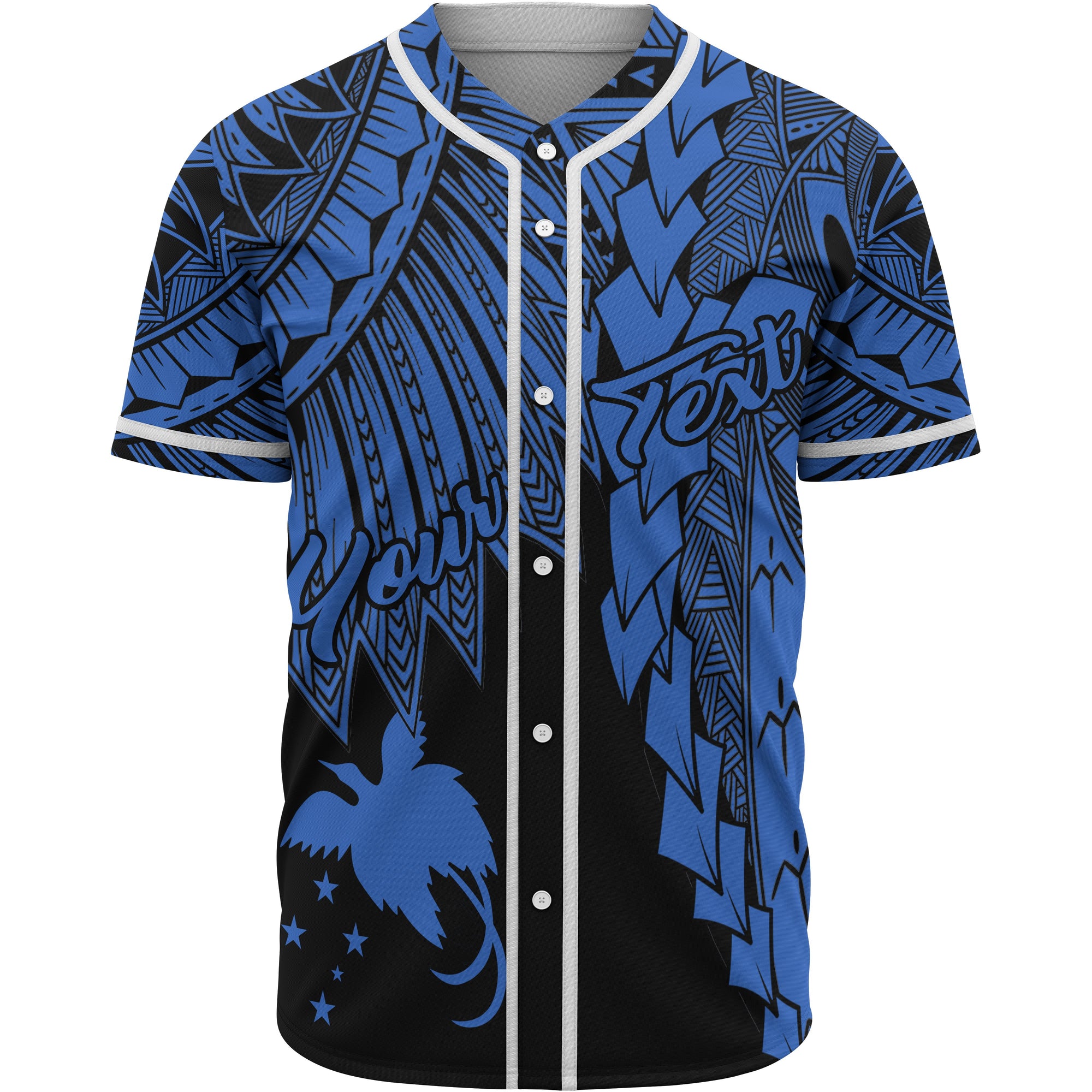 Papua New Guinea Polynesian Custom Personalised Baseball Shirt - Tribal Wave Tattoo Blue Unisex Blue - Polynesian Pride