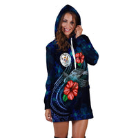 Niue Polynesian Hoodie Dress - Blue Turtle Hibiscus - Polynesian Pride